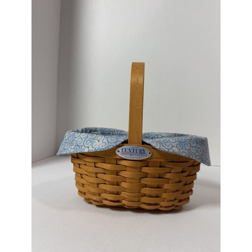 Longaberger Basket 2000 Century Celebration Blue Fabric Liner Plastic Protector - Picture 4 of 12
